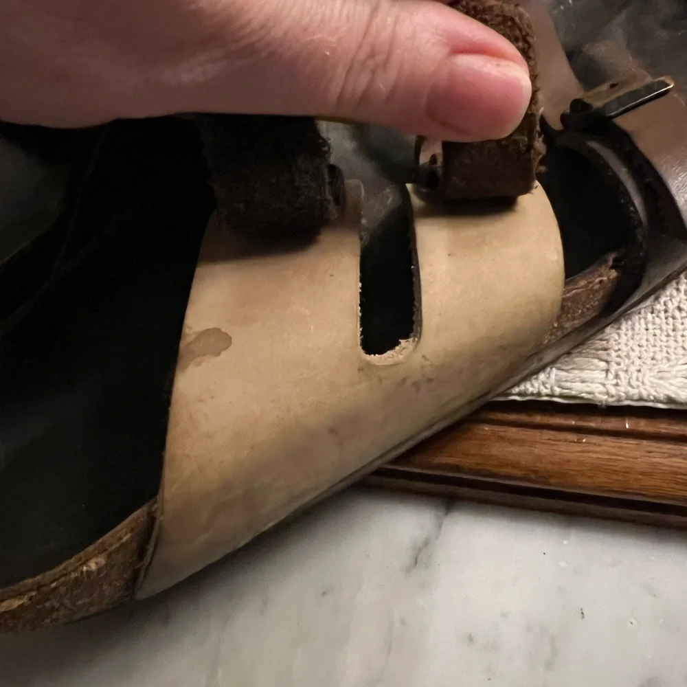 BIRKENSTOCK Classic Florida Soft Footbed Leather Sandals Brown Cream‎ Wms Sz 6.5